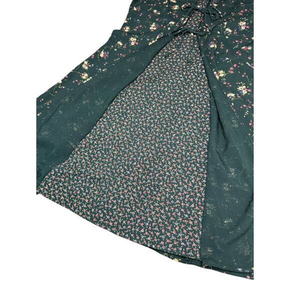 Vtg Another Thyme Women’s 4 A-Line Dress Green Floral Rayon Cottage Core 90s - Picture 7 of 7